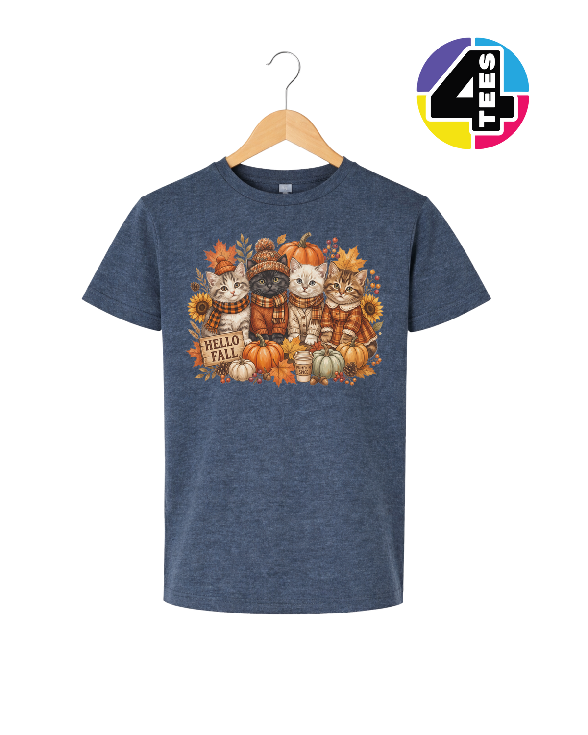 Hello Fall Kittens Youth Tee