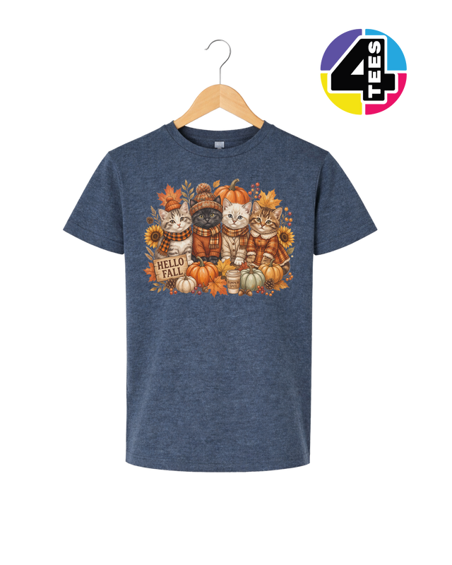 Hello Fall Kittens Youth Tee