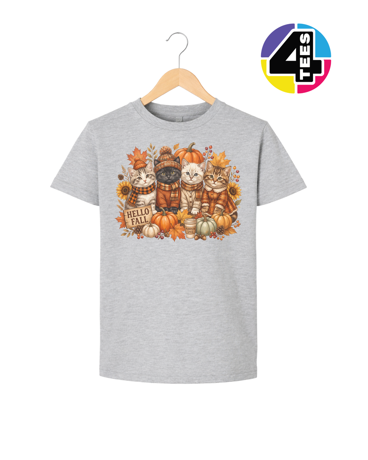 Hello Fall Kittens Youth Tee