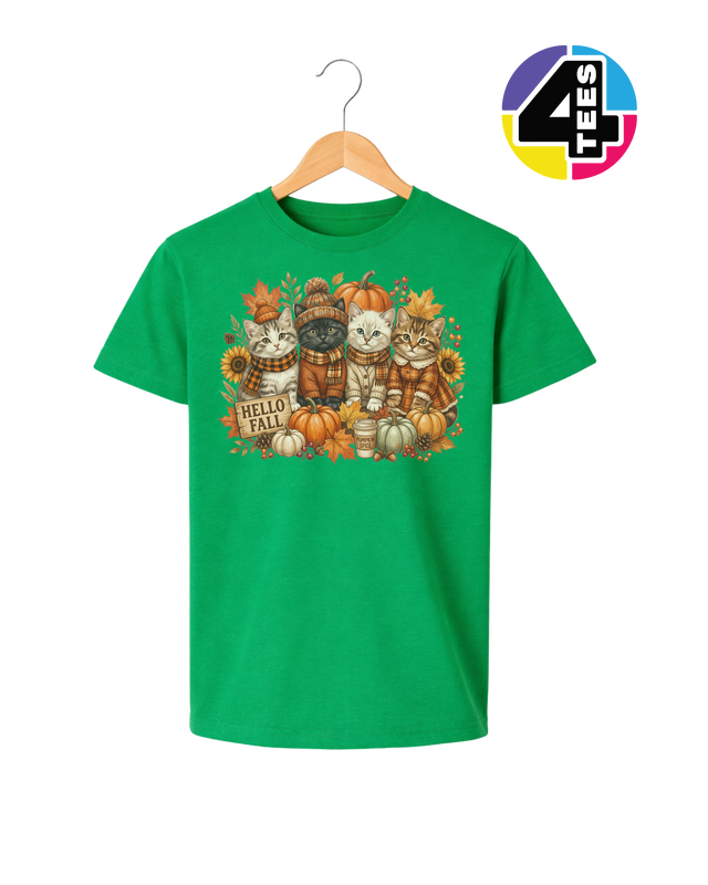 Hello Fall Kittens Youth Tee