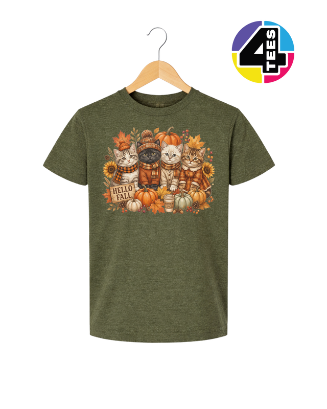 Hello Fall Kittens Youth Tee