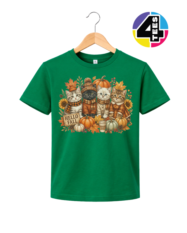 Hello Fall Kittens Youth Tee