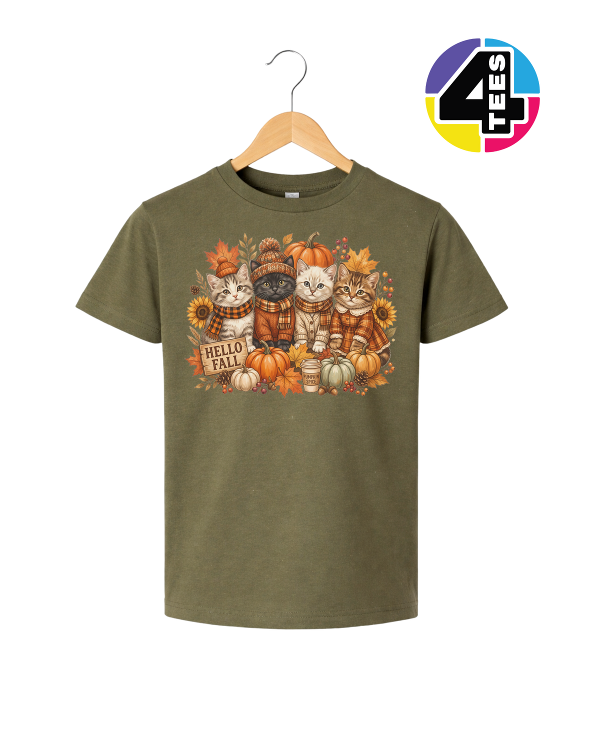 Hello Fall Kittens Youth Tee