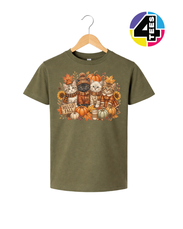 Hello Fall Kittens Youth Tee