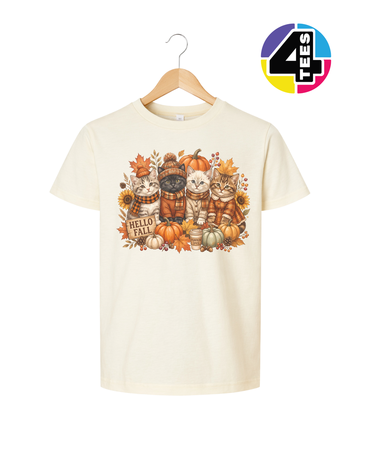 Hello Fall Kittens Youth Tee
