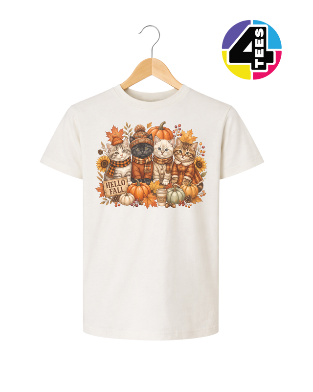 Hello Fall Kittens Youth Tee