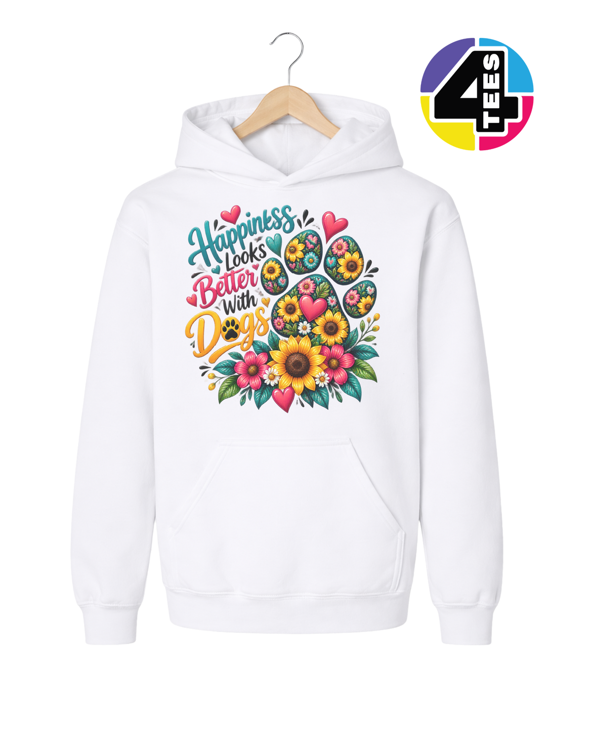 Happiness Looks Better with Paws Youth Hoodie