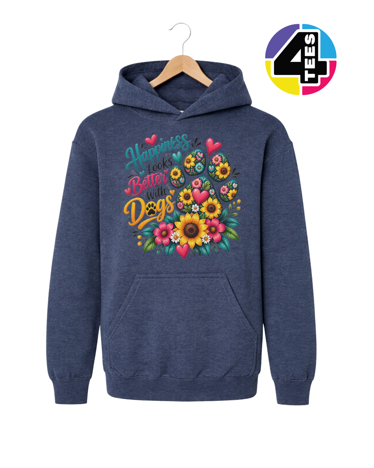 Happiness Looks Better with Paws Youth Hoodie
