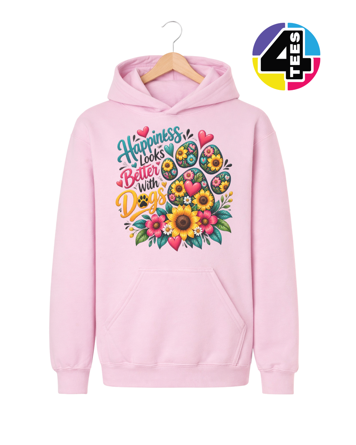Happiness Looks Better with Paws Youth Hoodie