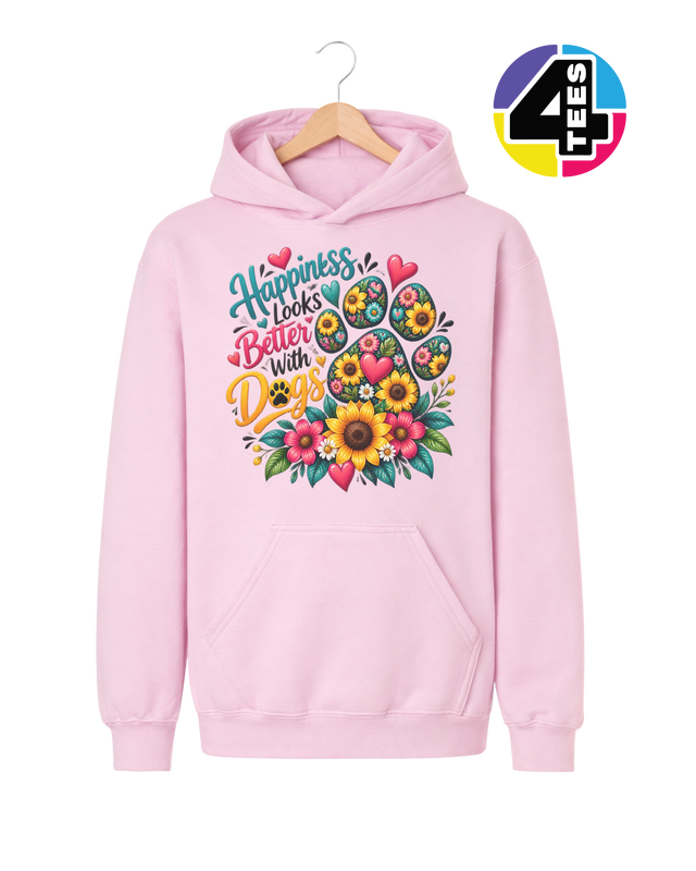Happiness Looks Better with Paws Youth Hoodie