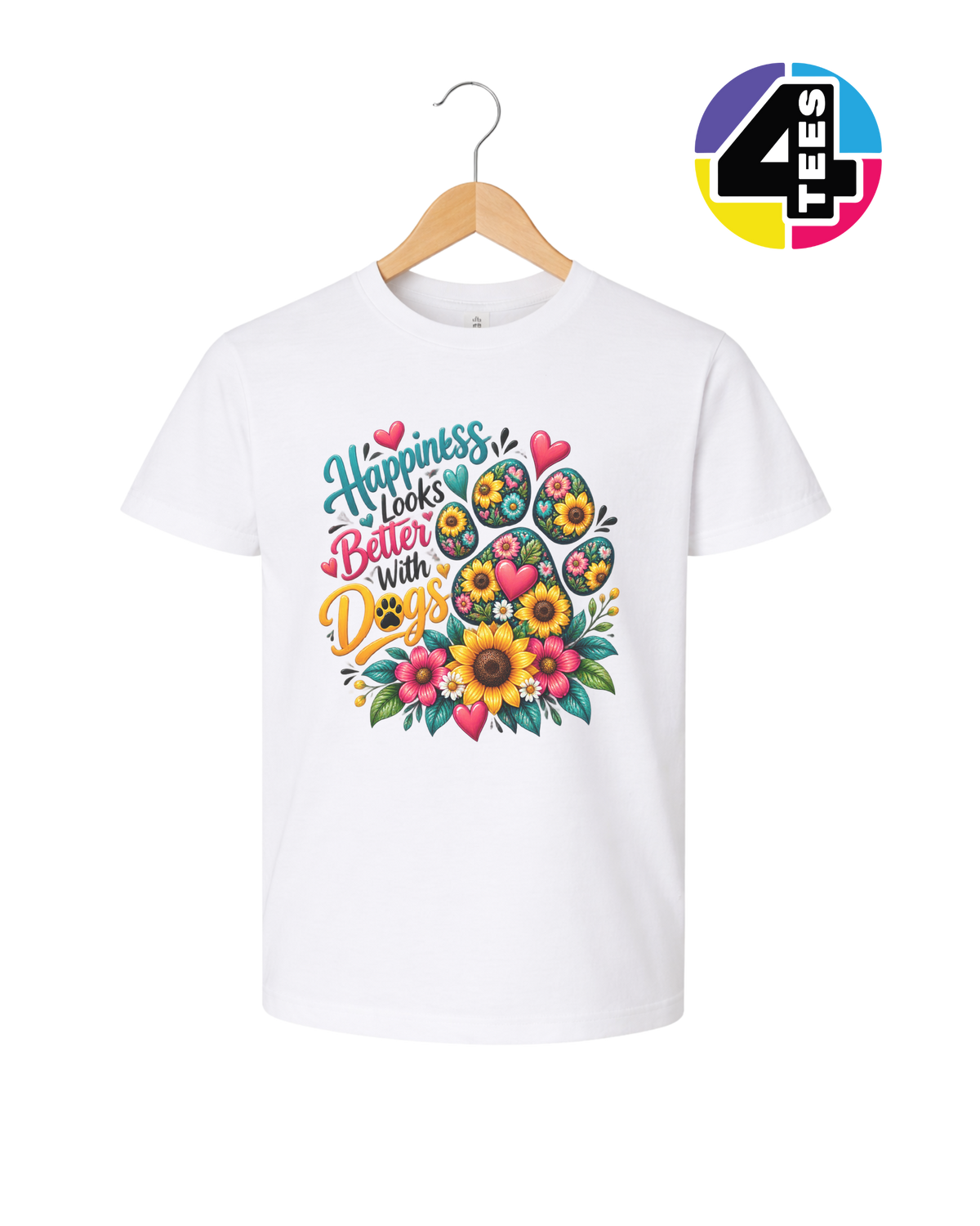 Happiness Looks Better with Paws Youth Tee