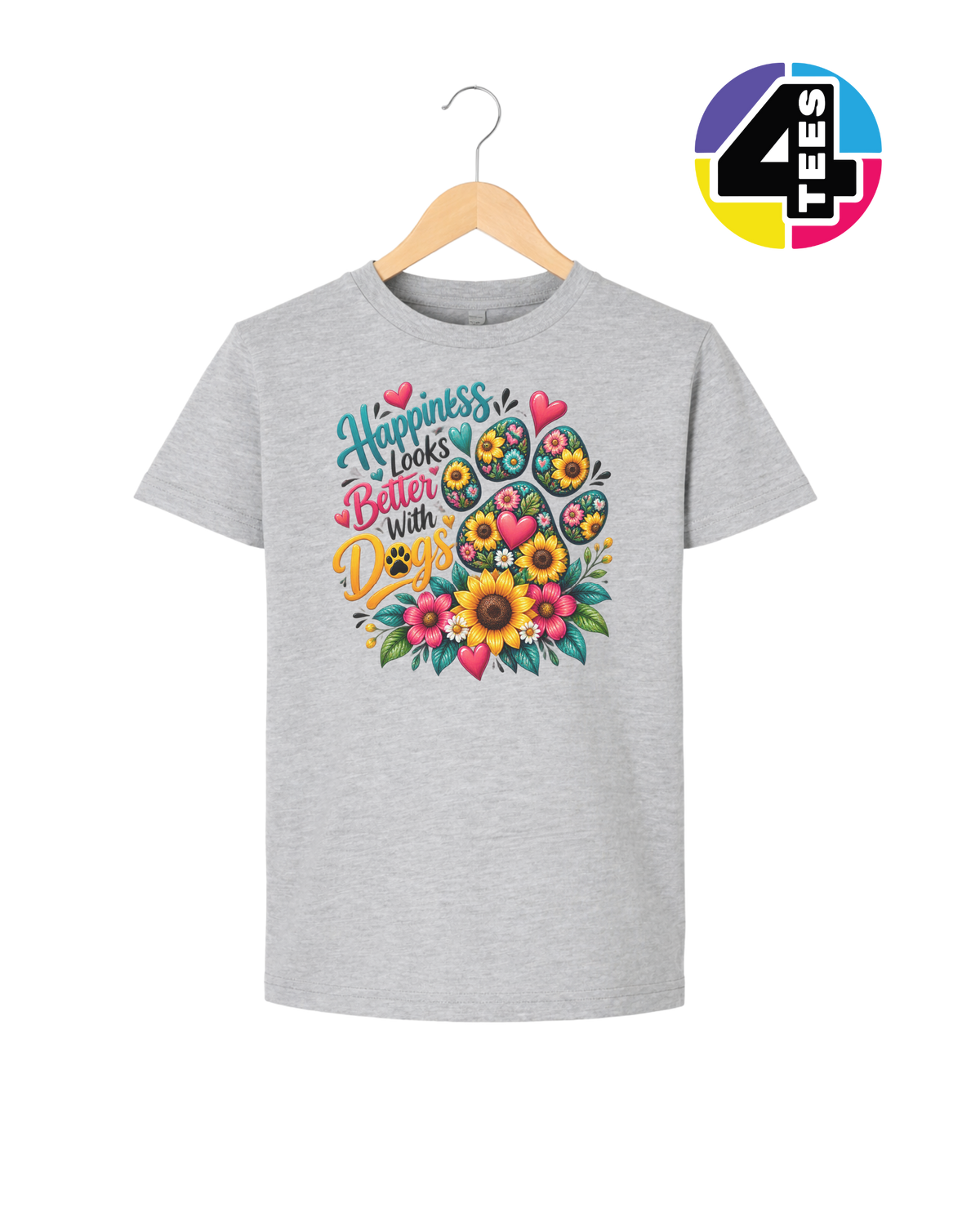 Happiness Looks Better with Paws Youth Tee