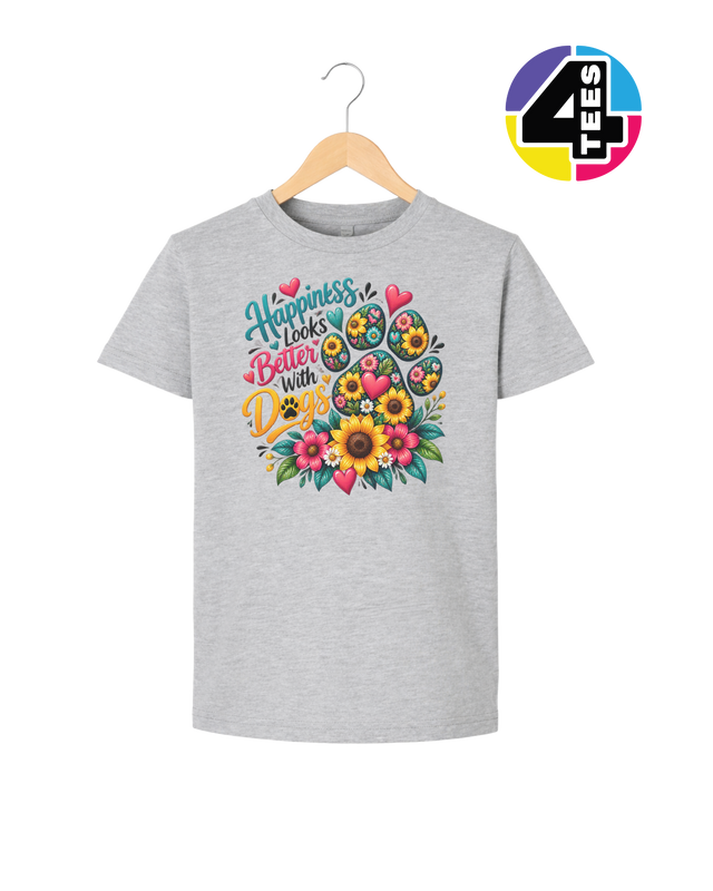 Happiness Looks Better with Paws Youth Tee
