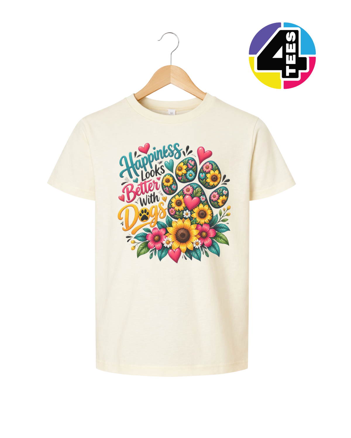Happiness Looks Better with Paws Youth Tee