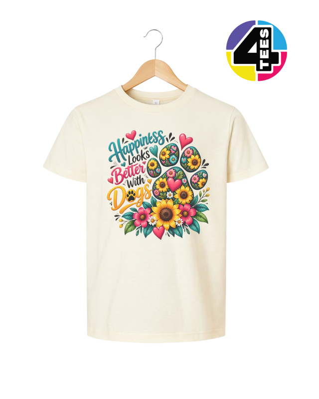 Happiness Looks Better with Paws Youth Tee