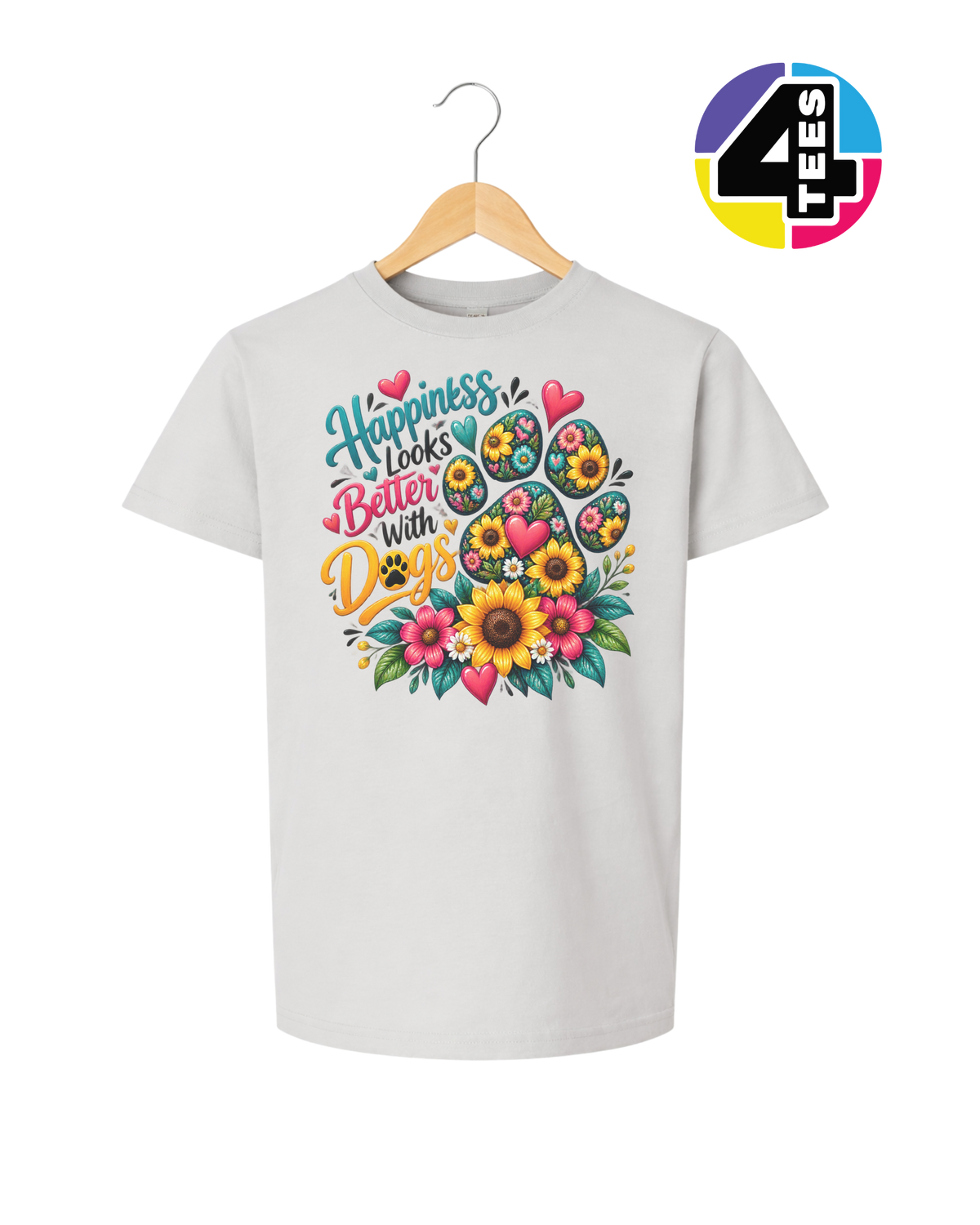 Happiness Looks Better with Paws Youth Tee