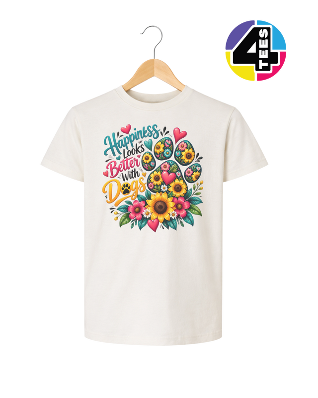 Happiness Looks Better with Paws Youth Tee