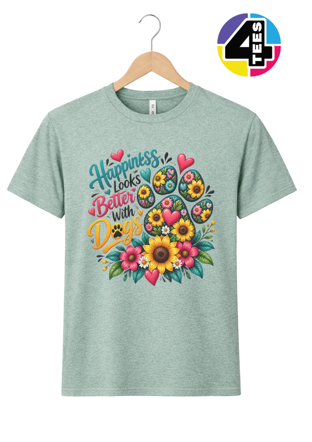 Happiness Looks Better with Paws Tee