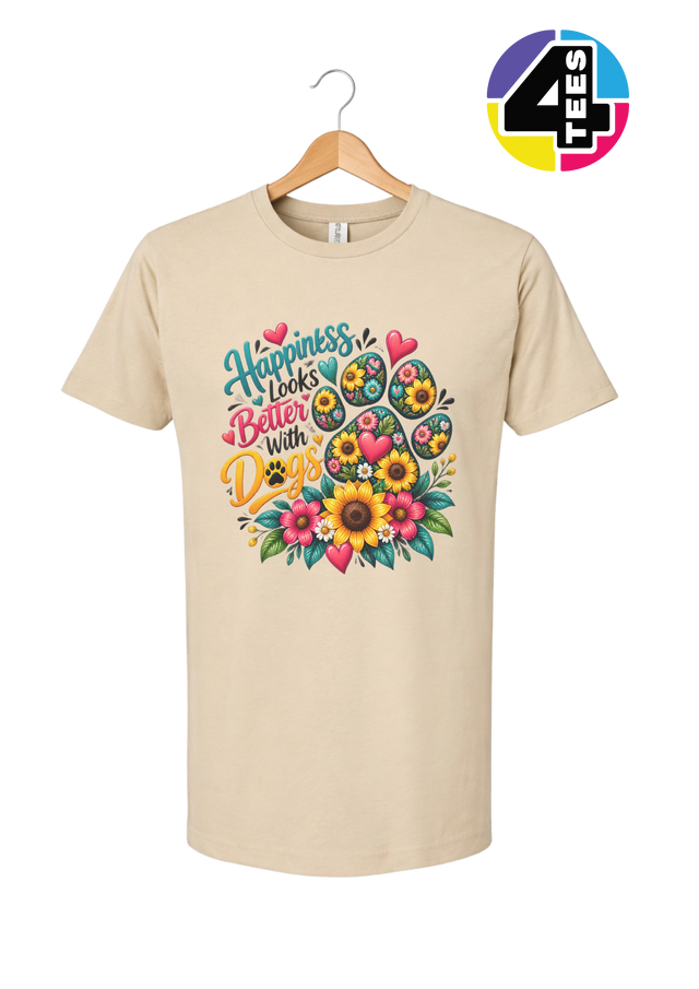 Happiness Looks Better with Paws Tee