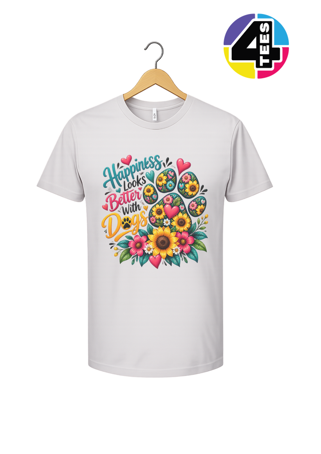 Happiness Looks Better with Paws Tee