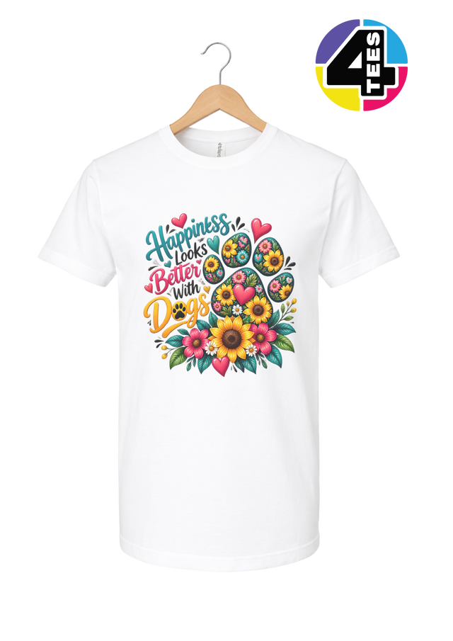 Happiness Looks Better with Paws Tee