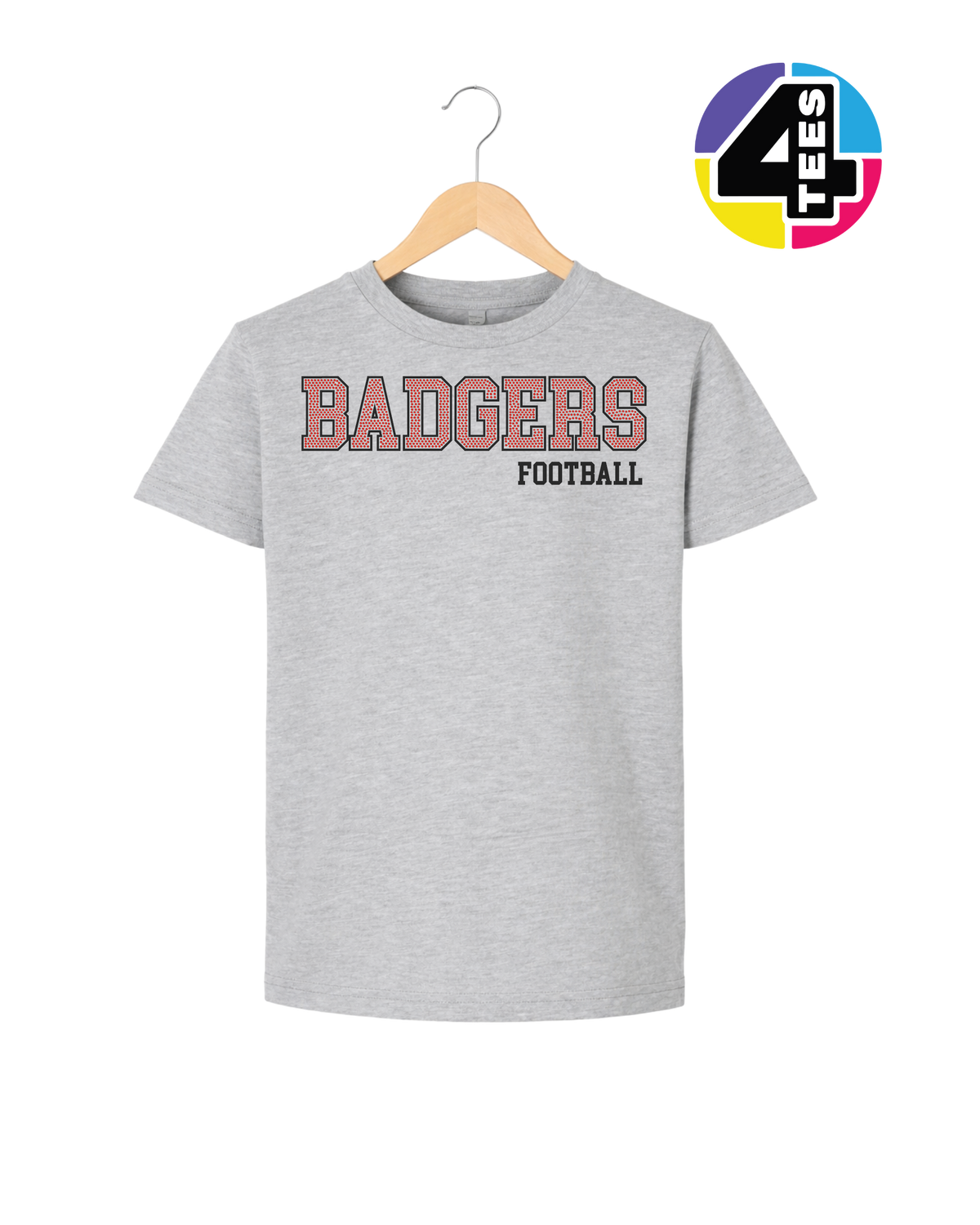 Badgers Spangle Football Youth Tee