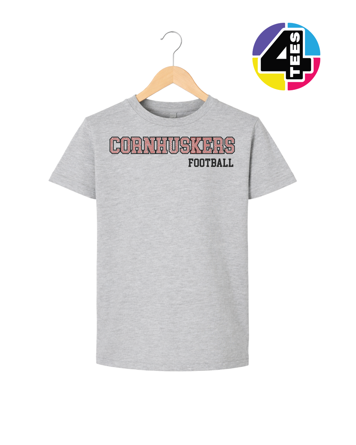 Cornhuskers Spangle Football Youth Tee