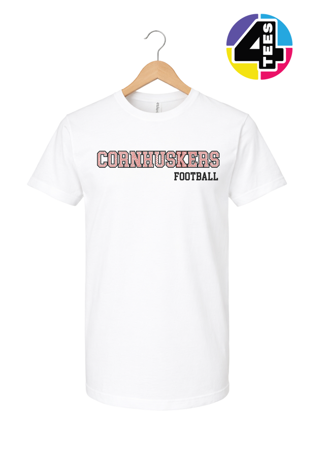 Cornhuskers Spangle Football Tee
