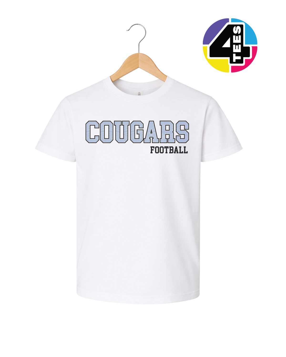Cougars Spangle Football Youth Tee