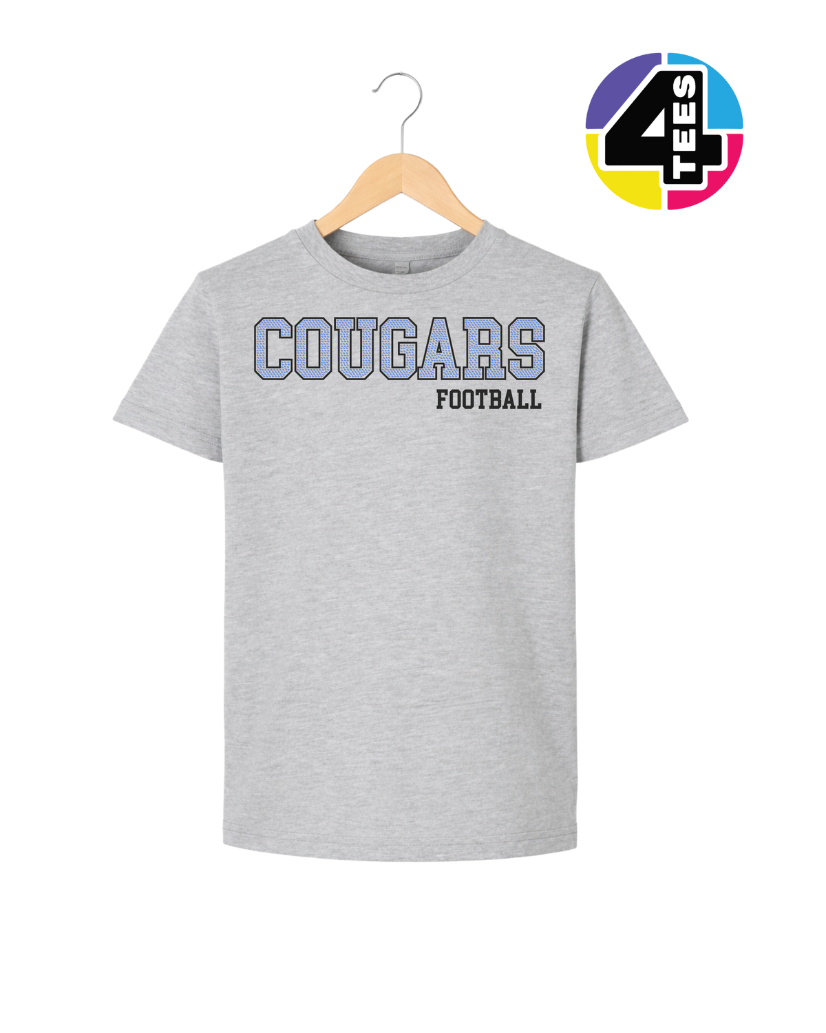 Cougars Spangle Football Youth Tee