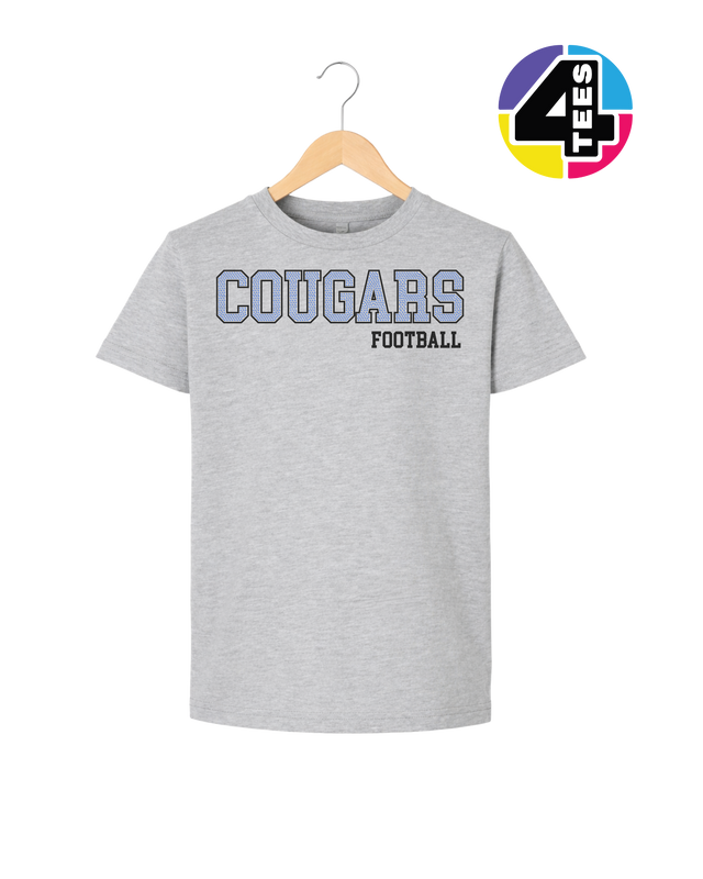 Cougars Spangle Football Youth Tee