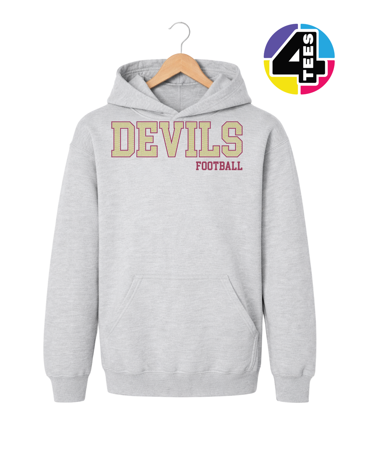 Devils Spangle Football Youth Hoodie