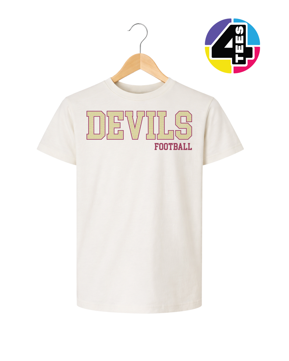 Devils Spangle Football Youth Tee