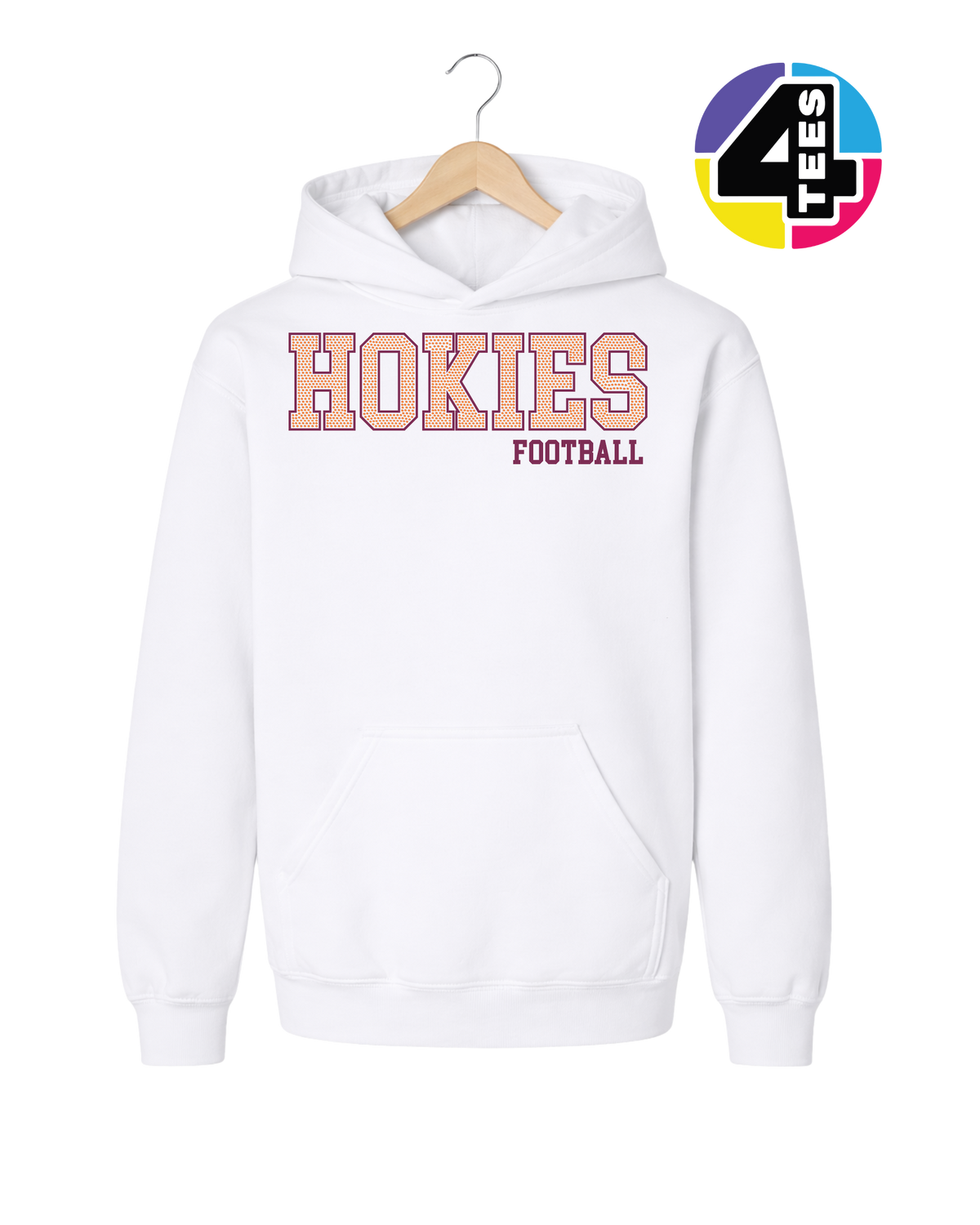 Hokies Spangle Football Youth Hoodie