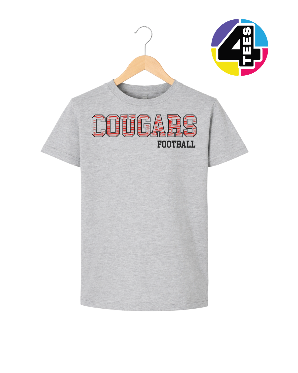 Cougars Spangle Football Youth Tee