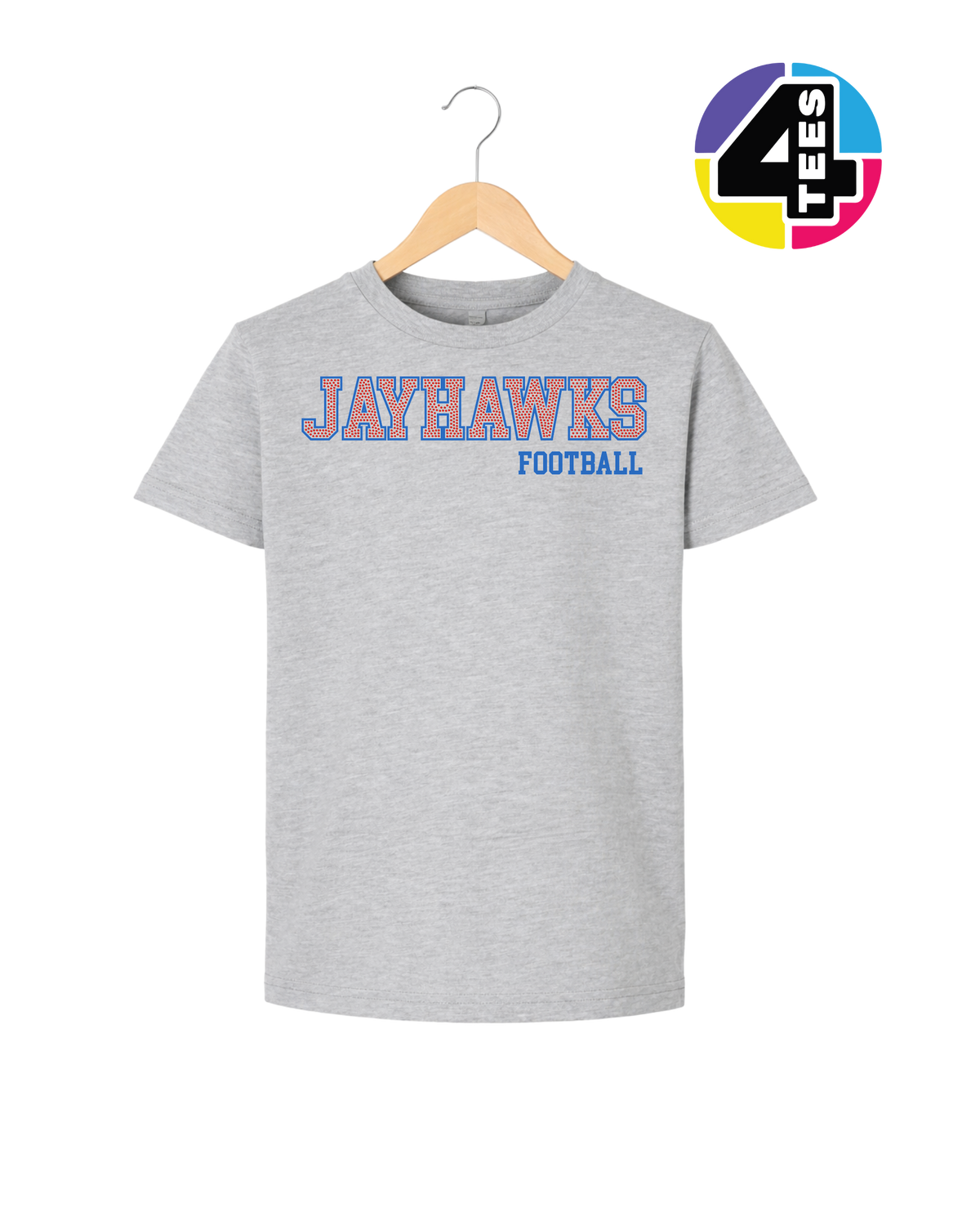 Jayhawks Spangle Football Youth Tee