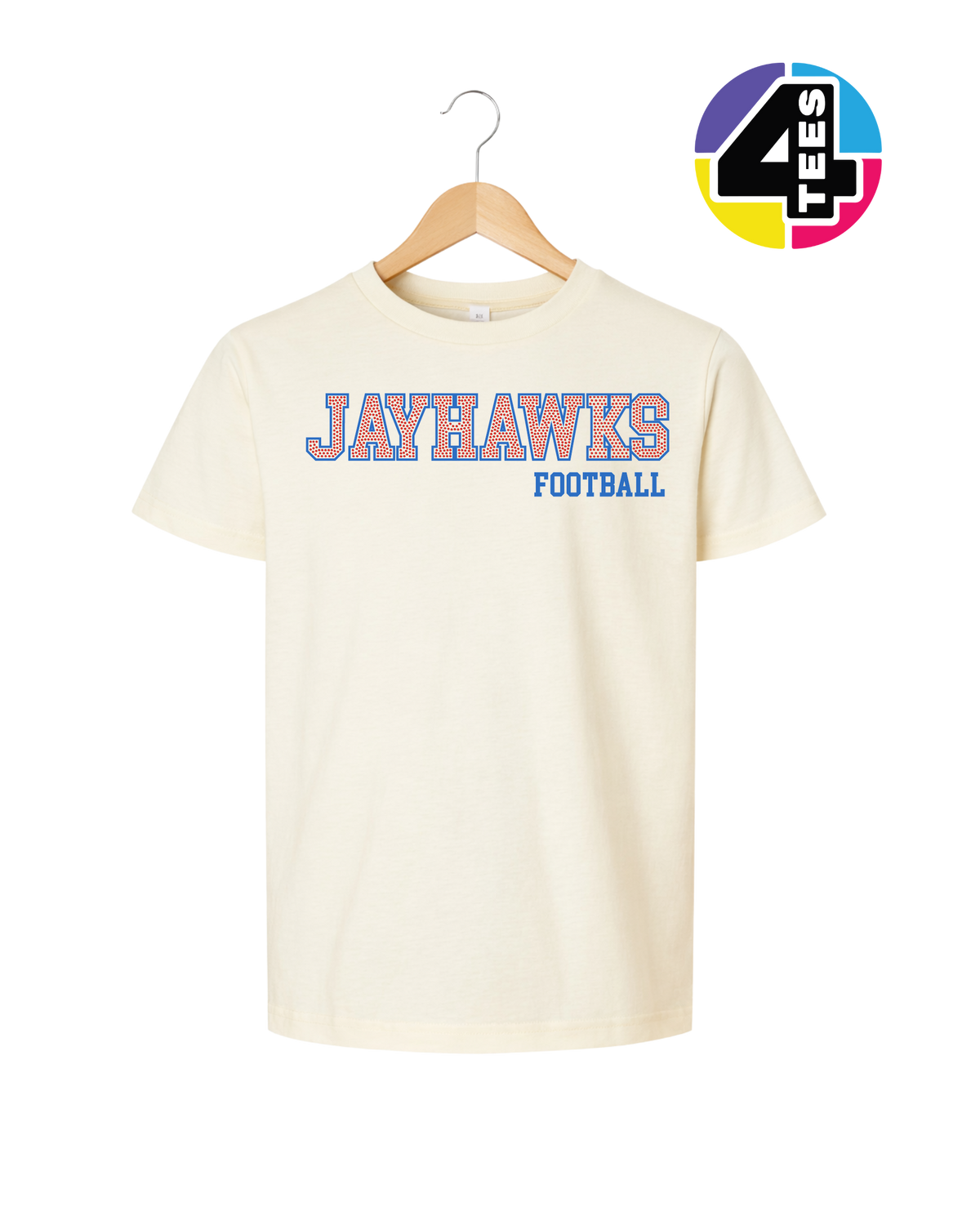 Jayhawks Spangle Football Youth Tee