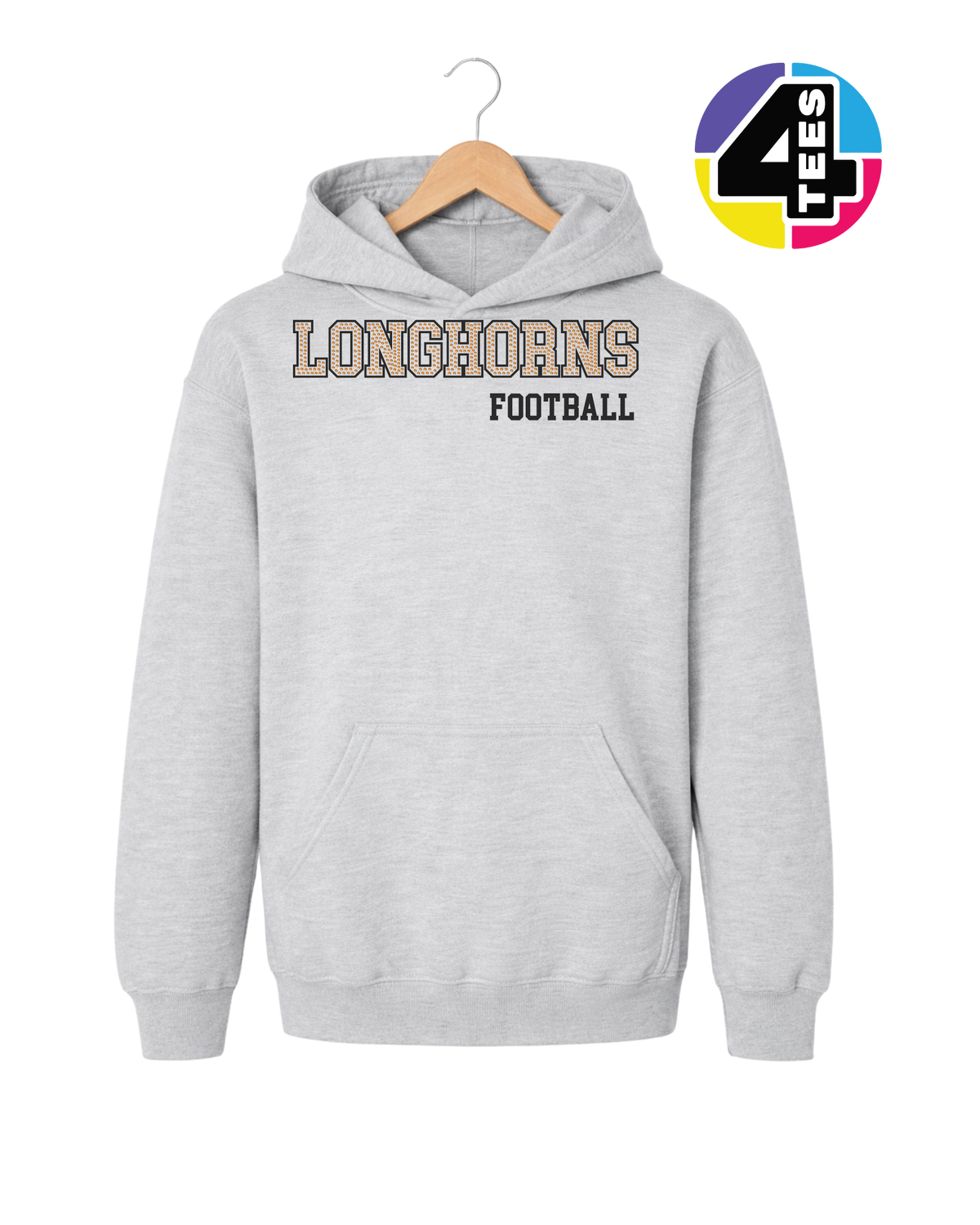 Longhorns Spangle Football Youth Hoodie
