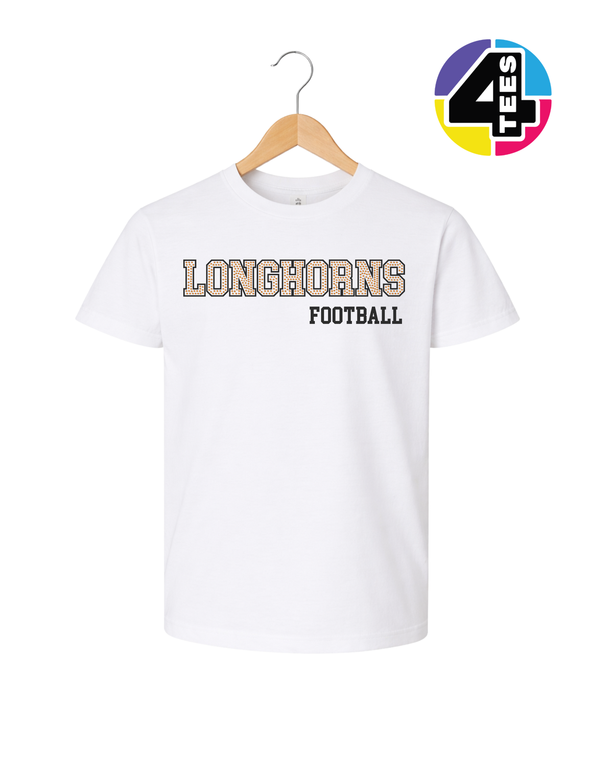 Longhorns Spangle Football Youth Tee
