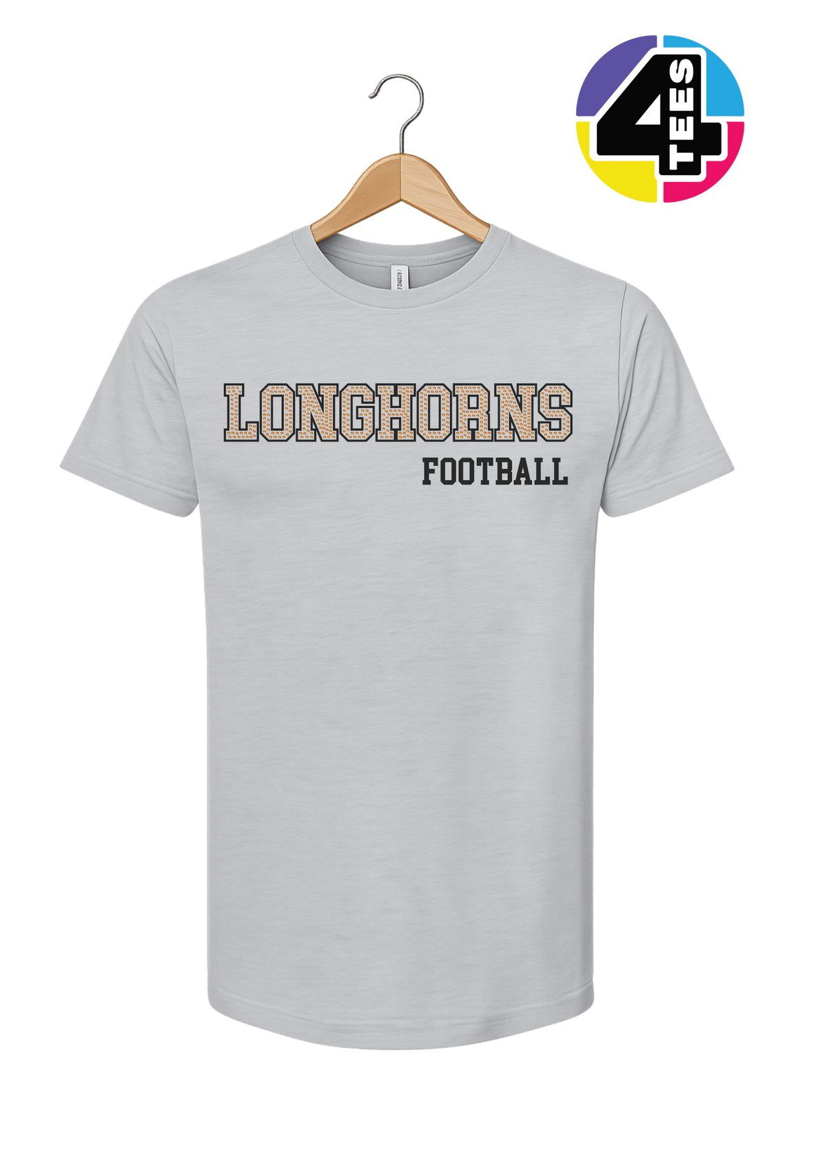 Longhorns Spangle Football Tee