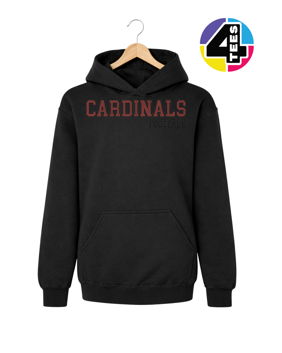 Cardinals Spangle Football Youth Hoodie