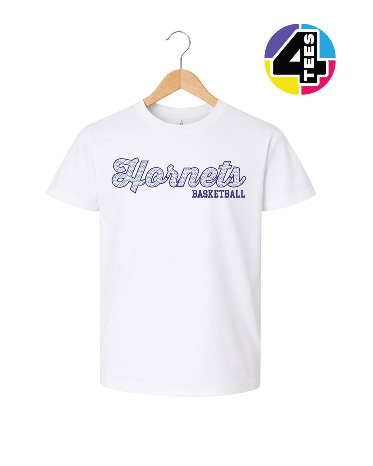 Hornets Spangle Basketball Youth Tee