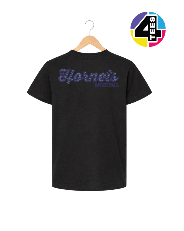 Hornets Spangle Basketball Youth Tee