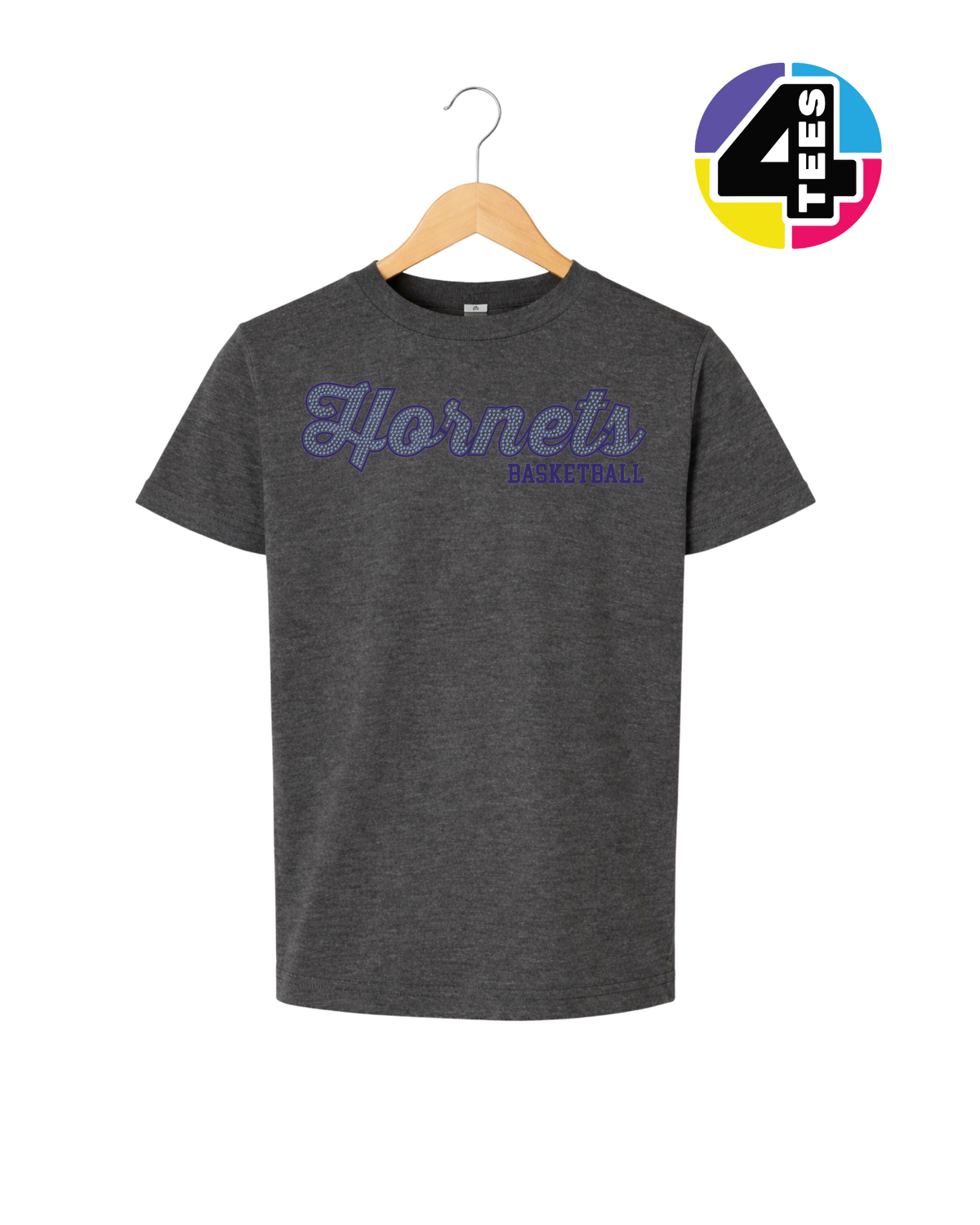 Hornets Spangle Basketball Youth Tee