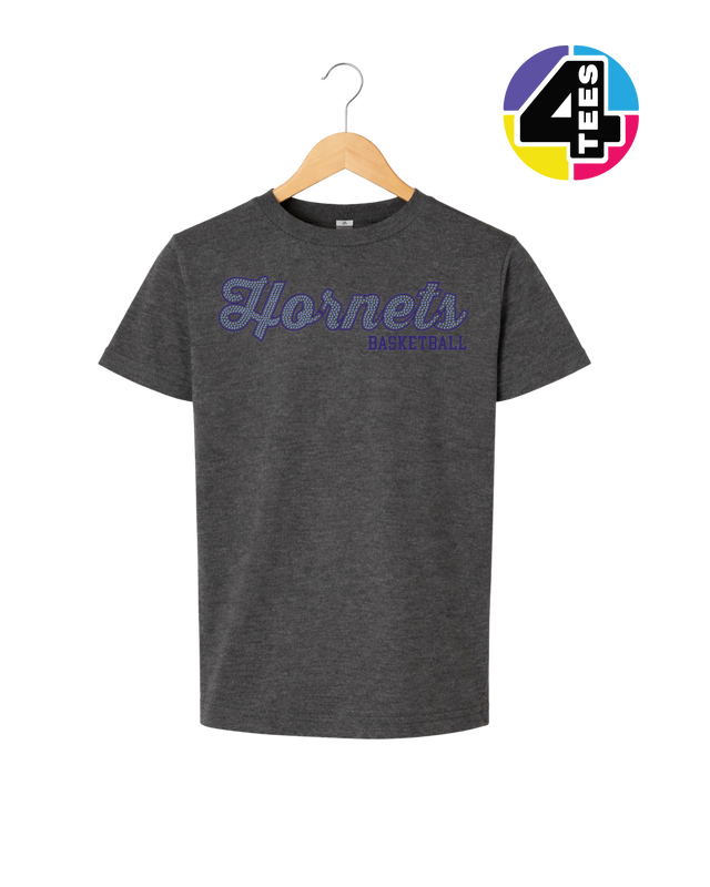 Hornets Spangle Basketball Youth Tee