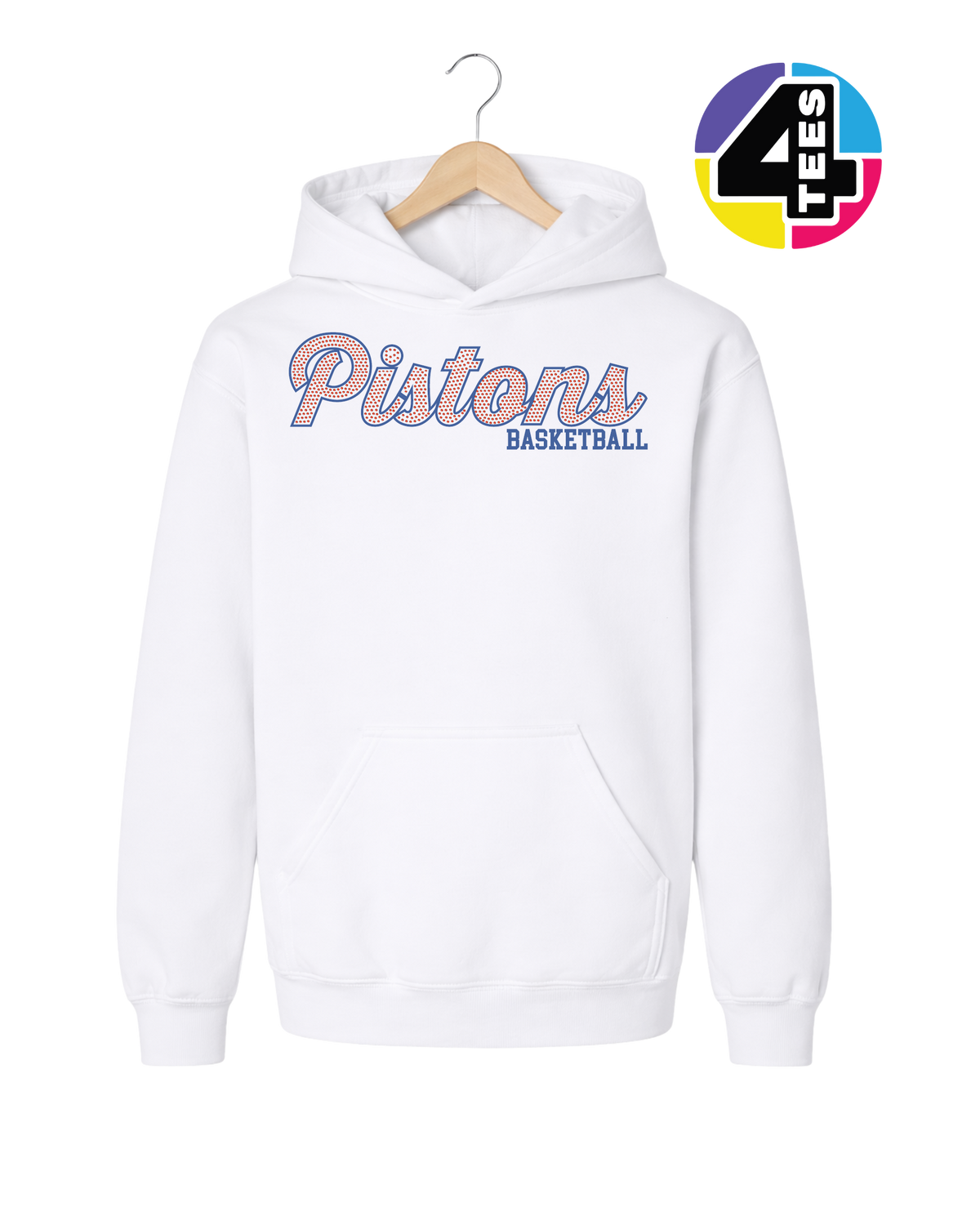 Pistons Spangle Basketball Youth Hoodie