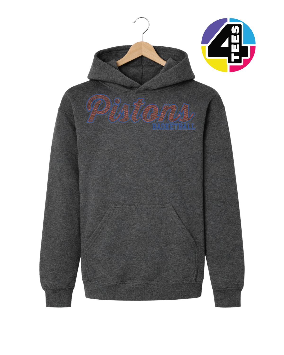 Pistons Spangle Basketball Youth Hoodie