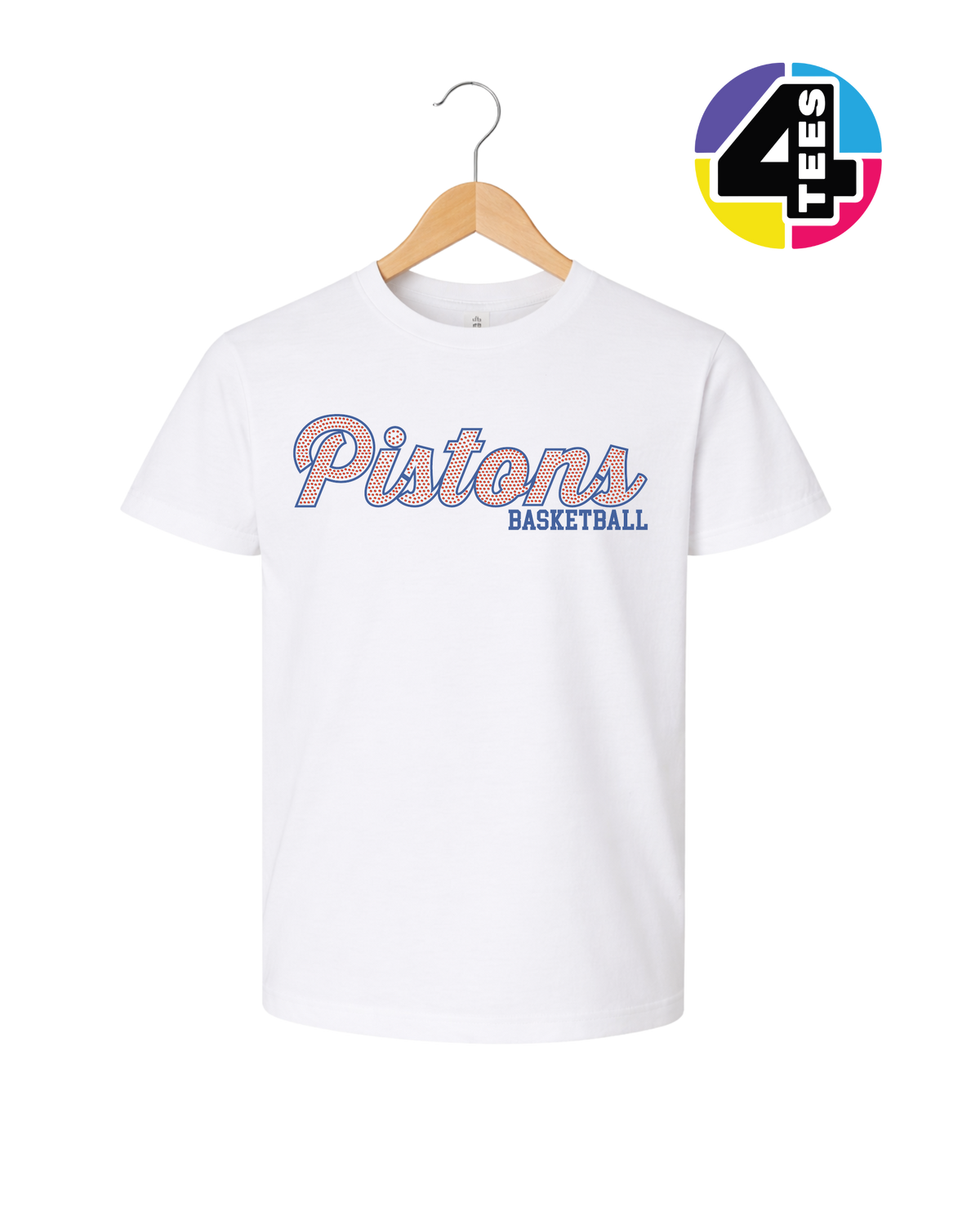 Pistons Spangle Basketball Youth Tee