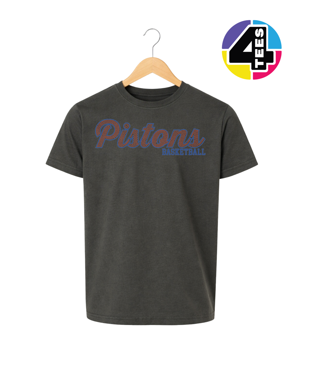 Pistons Spangle Basketball Youth Tee