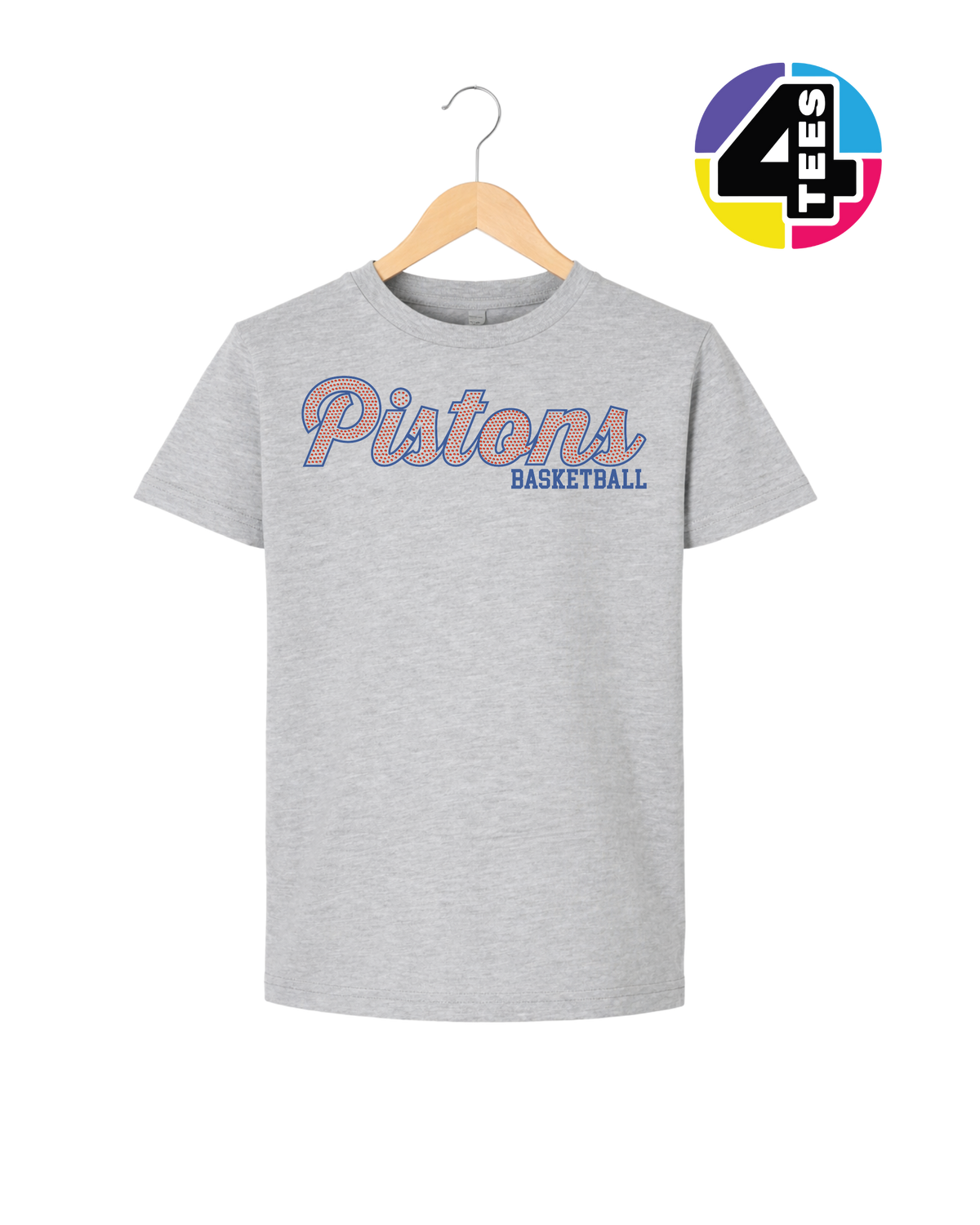 Pistons Spangle Basketball Youth Tee
